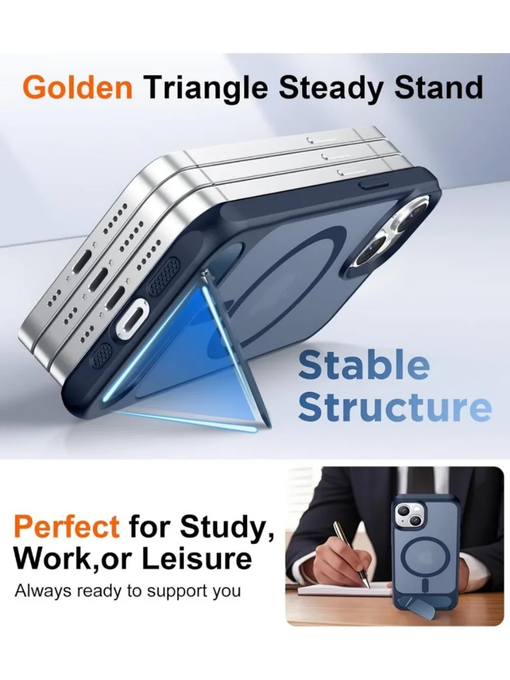 Magnetic Slim Matte Phone Case with Kickstand for iPhone 14/13 - Shockproof